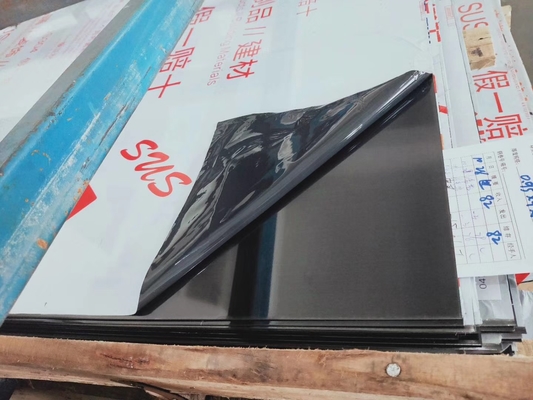 مرآة سوداء مصقولة 201 ورقة من الفولاذ المقاوم للصدأ 201 ورقة SS سوداء اللون مرآة التيتانيوم أو شعري الانتهاء مع فيلم PVC