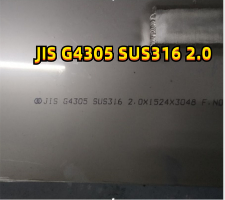 316l SUS316L DIN1.4404 لوح من الفولاذ المقاوم للصدأ 2B رقم 4 2 مم سميك 1219 * 2438 مم