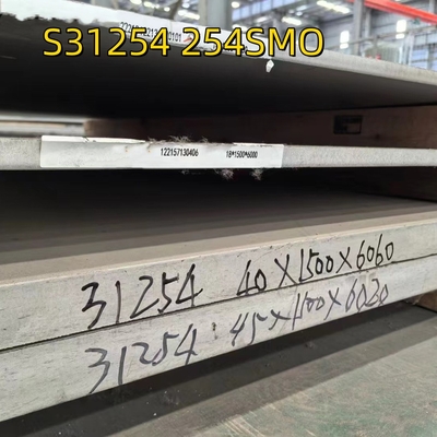 ASTM A240 SS 254SMO S31254 سمك 6mm x 4' x 8 صفيحة الفولاذ المقاوم للصدأ DIN 1.4547 F44 40 * 1500 * 6000MM