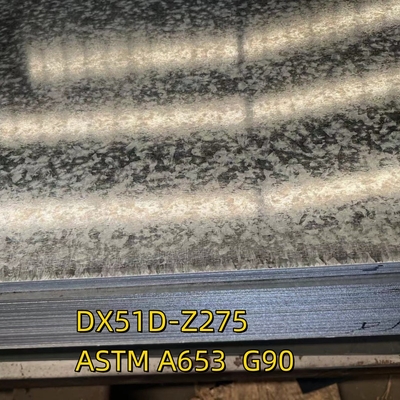 المادة DX51D-Z275 ASTM A653 G90 صفيحة الفولاذ المغلفة 3.0x1250*2500MM صفر Spangle
