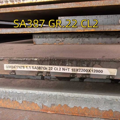 SA387Gr22 CL2 غلاية N + T وعلاء الضغط صفيحة فولاذية 18 * 2200 * 12000MM