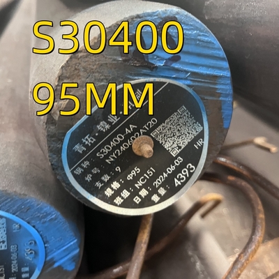 SS 304 الفولاذ المقاوم للصدأ القضيب المستدير المطاطي الساخن S30400 1.4301 SUS Soild Rod 95mm