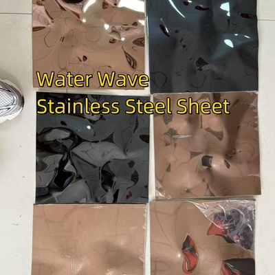 SUS304 المياه الموجة الصلب ورقة الذهب الوسط نمط كبير 0.8 * 1220x2440mm