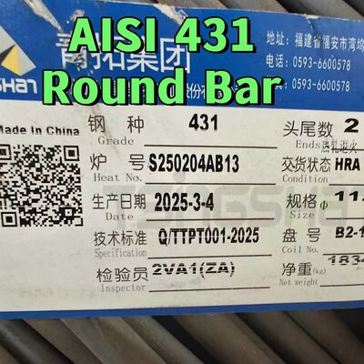 الصلب المقاوم للصدأ SUS431 الصلب المقاوم للصدأ الصلب الدائري الصف 14cr17ni2 Aisi 431 DIN1.4057 75mm الصلب الأسود